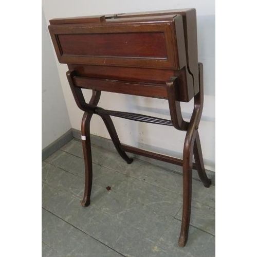 748 - A fine quality 19th century mahogany campaign desk, the fitted interior with folding letter rack, le... 