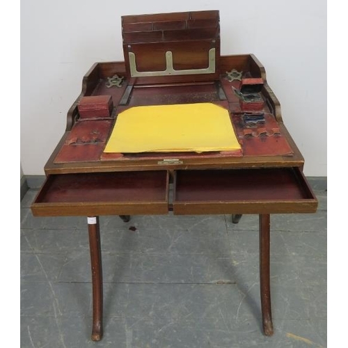 748 - A fine quality 19th century mahogany campaign desk, the fitted interior with folding letter rack, le... 