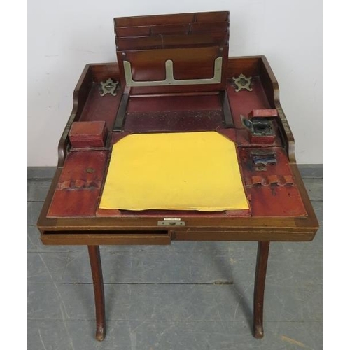 748 - A fine quality 19th century mahogany campaign desk, the fitted interior with folding letter rack, le... 