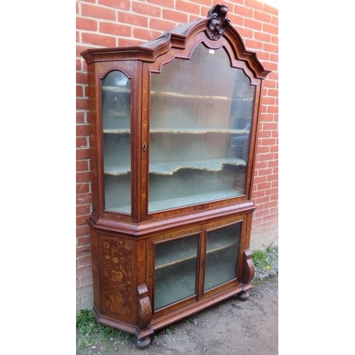 797 - A fine 18th/19th century Dutch marquetry walnut glazed display cabinet, featuring satinwood inlay de... 