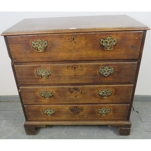 816 - A Georgian mahogany secretaire chest, the secretaire section with fall front opening onto a fitted i... 