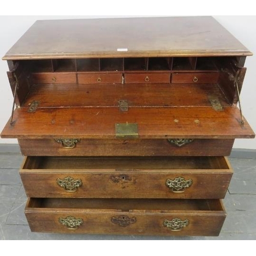 816 - A Georgian mahogany secretaire chest, the secretaire section with fall front opening onto a fitted i... 