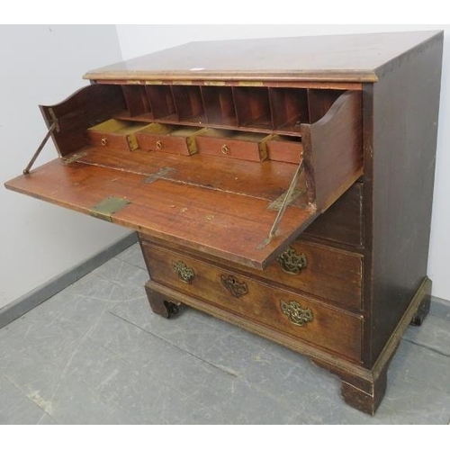 816 - A Georgian mahogany secretaire chest, the secretaire section with fall front opening onto a fitted i... 