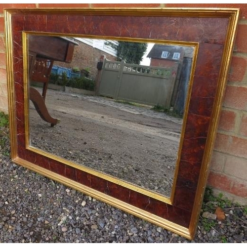 864 - A vintage walnut and parcel gilt rectangular wall mirror. 
Condition report: Some cracking to walnut... 