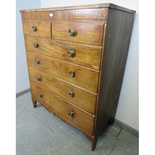 877 - A Regency Period mahogany straight front chest of two short over four long graduated drawers with pr... 