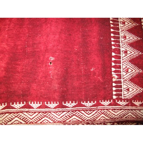 932 - An early 20th century mid Persian rug/wall hanging with burgundy velvet panels. Measures 110cm x 220... 