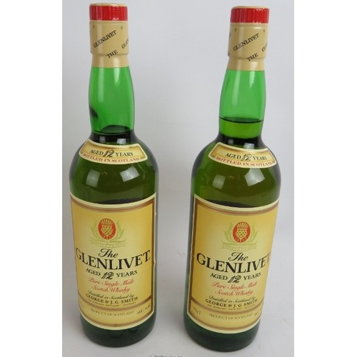 221 - Two bottles of Genlivet 12 year old single malt Scotch whisky in presentation boxes and with origina... 