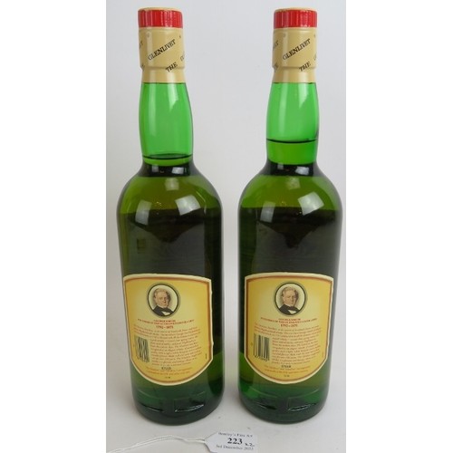 223 - Two bottles of Genlivet 12 year old single malt Scotch whisky in presentation boxes and with origina... 