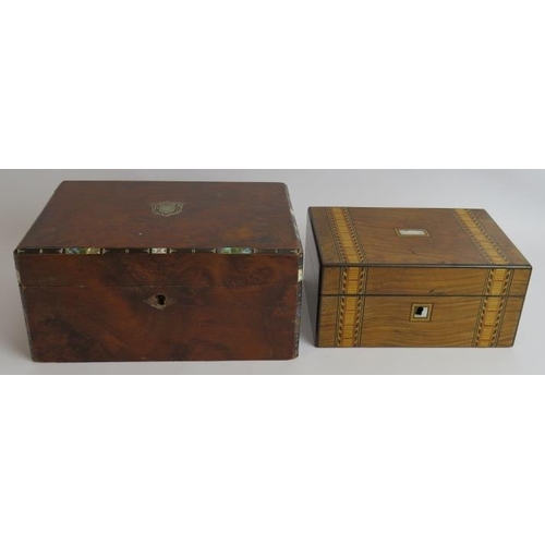 104 - Two 19th century work boxes both inlaid and one internally fitted. (2). Largest: 28cm x 20cm x 13.5c... 