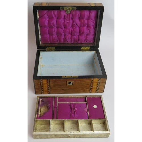 104 - Two 19th century work boxes both inlaid and one internally fitted. (2). Largest: 28cm x 20cm x 13.5c... 