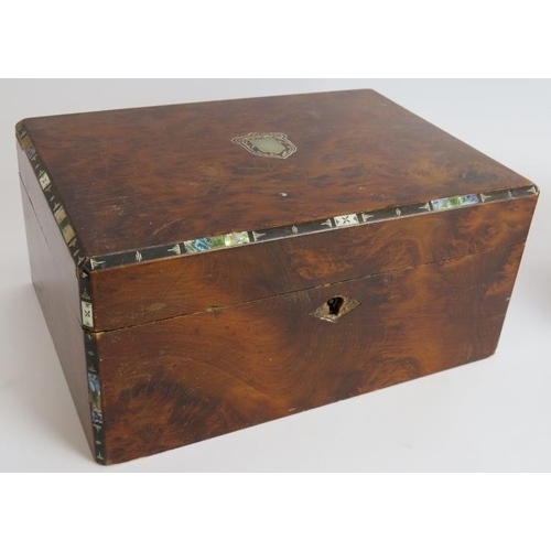 104 - Two 19th century work boxes both inlaid and one internally fitted. (2). Largest: 28cm x 20cm x 13.5c... 