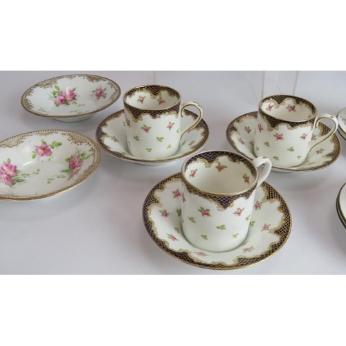 116 - An antique hand decorated cup and saucer with birds in foliage marked 'Padmore Derbyshire Fort Royal... 