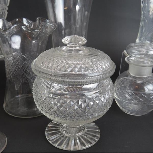 119 - A mixed lot of good quality cut glass vases, bowls and glasses plus a covered sweetmeat dish, contro... 