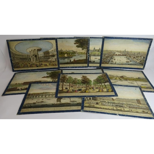 123 - Set of 10 18th century coloured engravings of London by Thomas Bowles, 1751, three Chinese water col... 