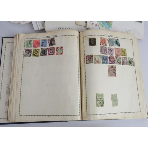 135 - A vintage stamp album and contents including a Penny Black, also a small collection of first day cov... 