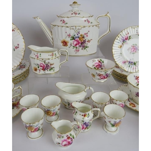 138 - A six setting Royal Crown Derby 'Derby china' breakfast set consisting of tea pot, jugs, sugar bowl,... 