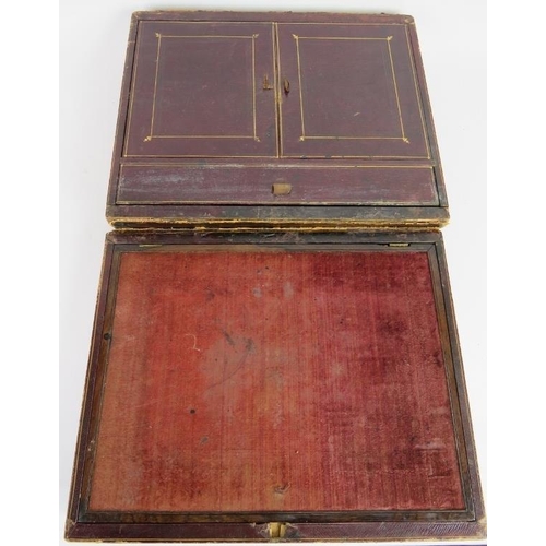 139 - A 19th century leather bound travelling writing slope with fitted interior and an Indo-Persian inlai... 