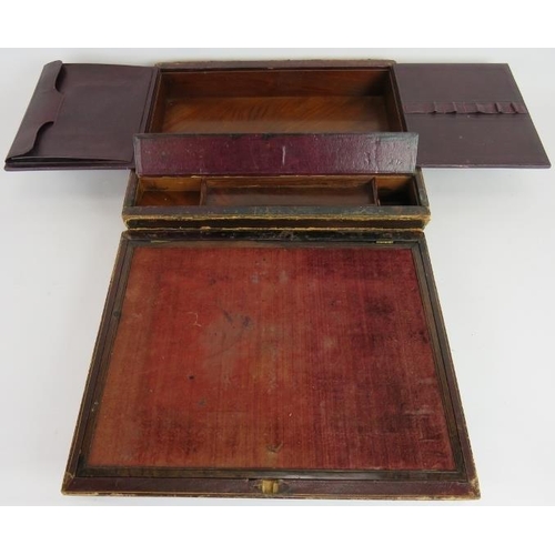 139 - A 19th century leather bound travelling writing slope with fitted interior and an Indo-Persian inlai... 