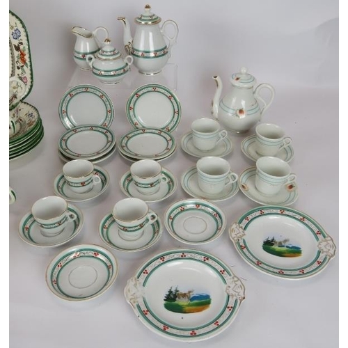 146 - A 28 piece part tea service of Copeland Spode Chinese rose pattern and two continental part child's ... 