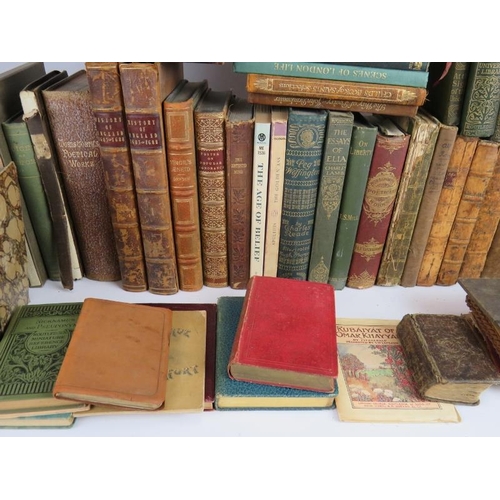 154 - A quantity of mainly antique books, including many in leather bindings. Topics include poetry, techn... 