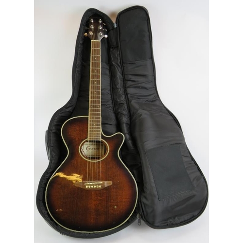 177 - A Crafter EA-55C-EQ electro acoustic guitar with padded Pod case, capo and stand. 4/4.
Condition rep... 