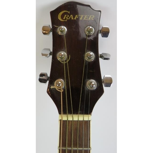 177 - A Crafter EA-55C-EQ electro acoustic guitar with padded Pod case, capo and stand. 4/4.
Condition rep... 