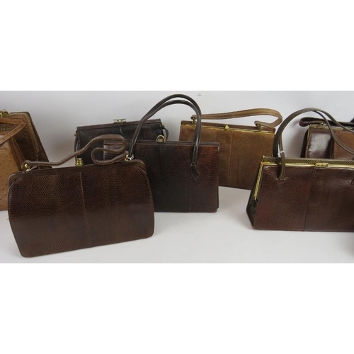 182 - 12 mixed vintage handbags, mainly lizard skin but also ostrich and crocodile skin, brands including ... 