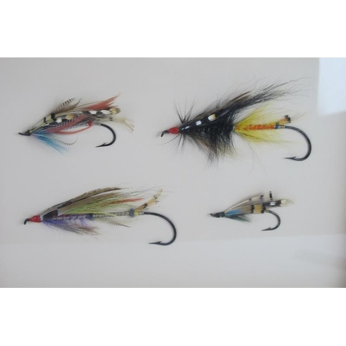 19 - Four framed salmon fishing flies attributed to world renowned fly tier Megan Boyd (1915-2001), large... 