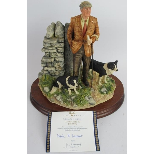 196 - A Border Fine Arts figure 'Next To Go' in the form of a shepherd and sheep dogs. Certificate and box... 