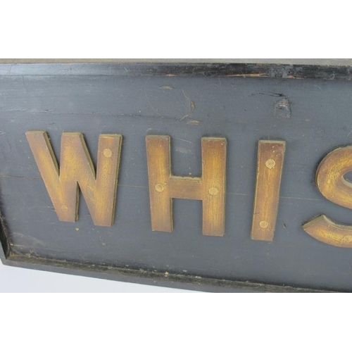 2 - A vintage railway whistle sign, painted metal letters mounted on wooden board. Overall size 102cm x ... 