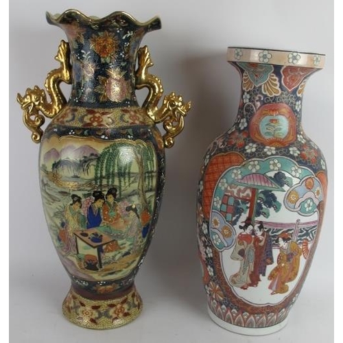 200 - Two large decorative Japanese vases, 20th century, one crackle glazed with Satsuma style decoration,... 