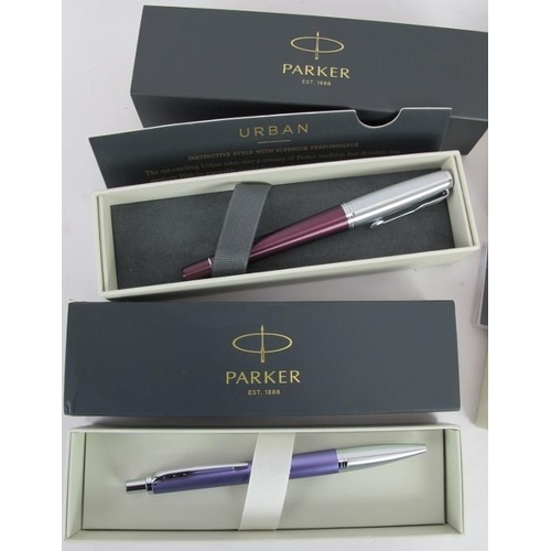 202 - A Parker Urban fountain pen, three Parker ball point pens. a Nina Ricci fountain pen, Nina Ricci bal... 