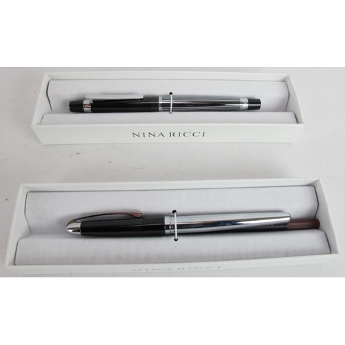 202 - A Parker Urban fountain pen, three Parker ball point pens. a Nina Ricci fountain pen, Nina Ricci bal... 