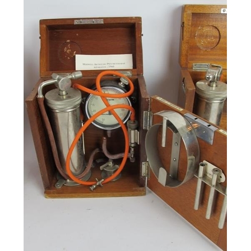 203 - Three vintage Maxwell artificial Pneumothorax apparatus in mahogany cases, C1950's/60's, believed to... 