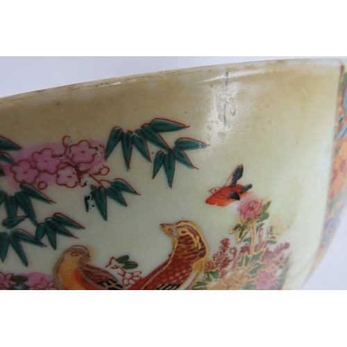 275 - A large Chinese porcelain bowl with Peacock decoration and hand finished gilding. Diameter: 31cm, he... 