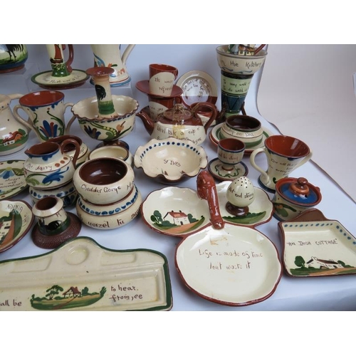 277 - A lovely and large collection of late 19th/early 20th century Devonshire Motto Ware pottery, approx:... 