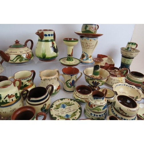 277 - A lovely and large collection of late 19th/early 20th century Devonshire Motto Ware pottery, approx:... 