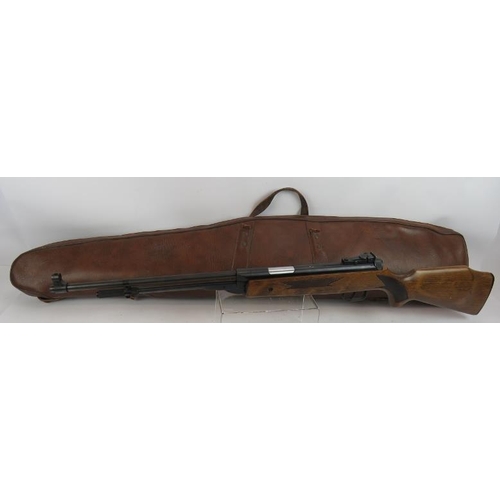 28 - A .22 underlever air rifle, no maker's stamps with foam lined leatherette carrying case. No license ... 