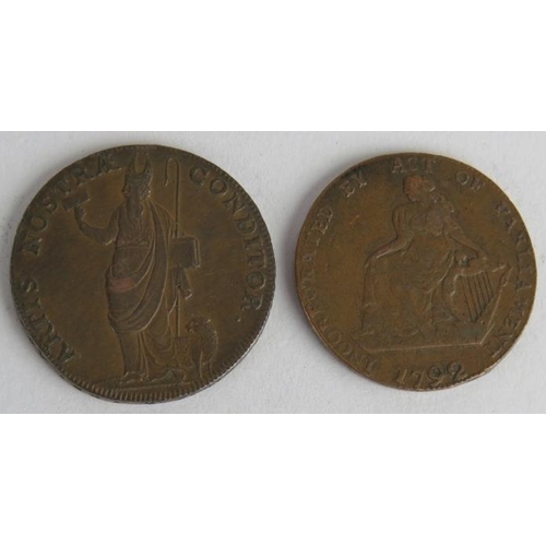 297 - A rare Dublin Turner Camac Chairman half penny token, 1792, edge stamped 'Payable in Dublin for Ball... 