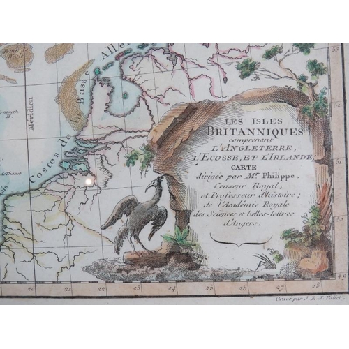 40 - An early French map of the British Isles by E A Philippe De Pretot, C1770. Hand Coloured, Framed and... 