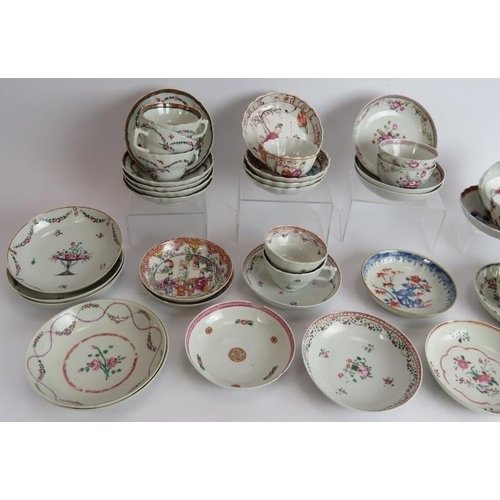 45 - A quantity of mainly 18th century Chinese porcelain export ware tea cups, bowls and saucers variousl... 