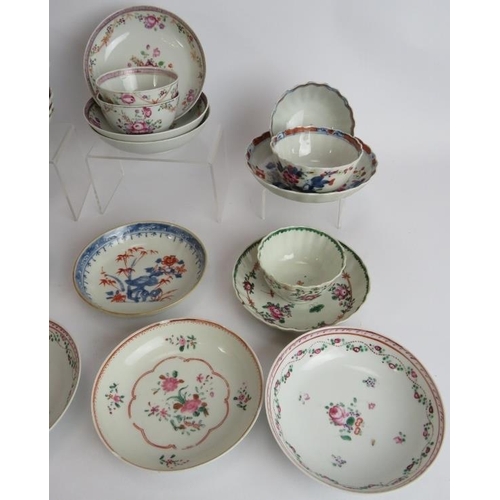 45 - A quantity of mainly 18th century Chinese porcelain export ware tea cups, bowls and saucers variousl... 