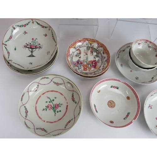 45 - A quantity of mainly 18th century Chinese porcelain export ware tea cups, bowls and saucers variousl... 