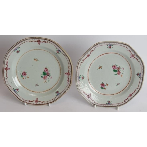 47 - Three antique Chinese porcelain bowls and four plates. Variously decorated 18th/19th century. Larges... 