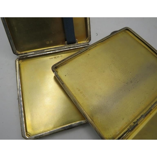 476 - 2 silver engine turned cigarette case both with gilded interior and both fully hallmarked. 8.8 troy ... 