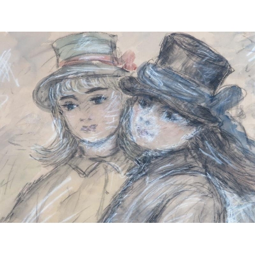 505 - Elinor Bellingham Smith (British, 1906-1988) - 'Two elegant Young Women', pastel, signed with initia... 