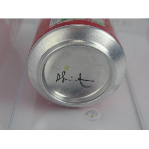 509 - Damien Hirst (British, b.1965) -  a hand-signed Coca Cola can, displayed in a Perspex case, 20cm lon... 