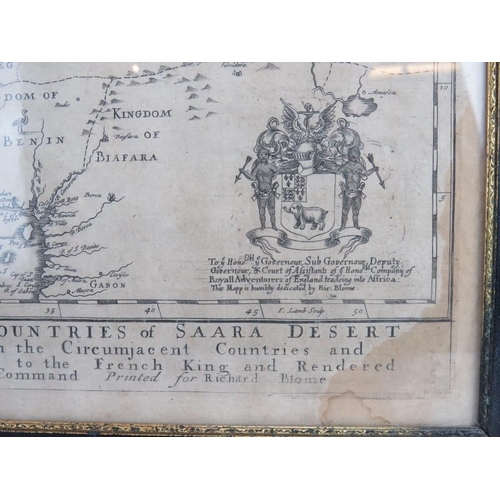 51 - A 17th century map of Africa 'Africa or Libia Ulteriour' by Richard Blome, c1669 black and white eng... 