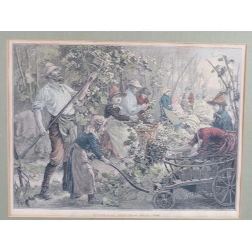 532 - OF KENTIST INTEREST: Four antique Hop Pickers prints, all framed, the 