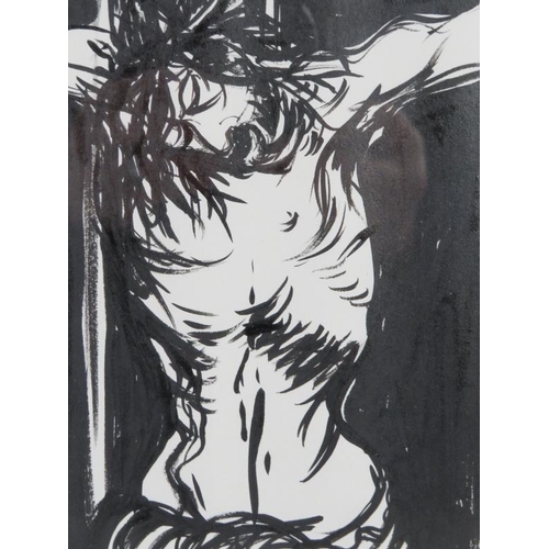 553 - Tina Hagley (British, b.1948) - 'Christ, homage to Grunewald', black ink on paper, inscribed verso, ... 